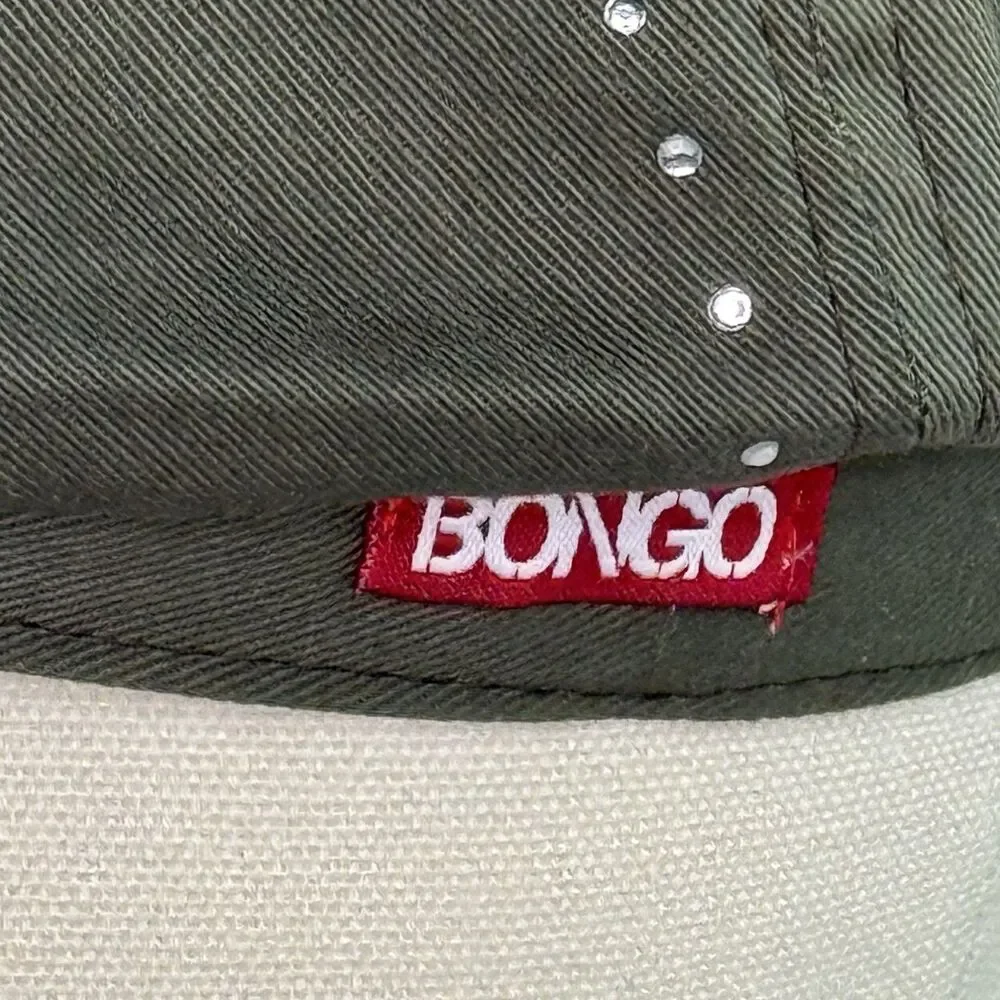 BONGO Newsboy Hat Cap One Size Khaki Olive Green Mini Rhinestones Y2K 90s Bling